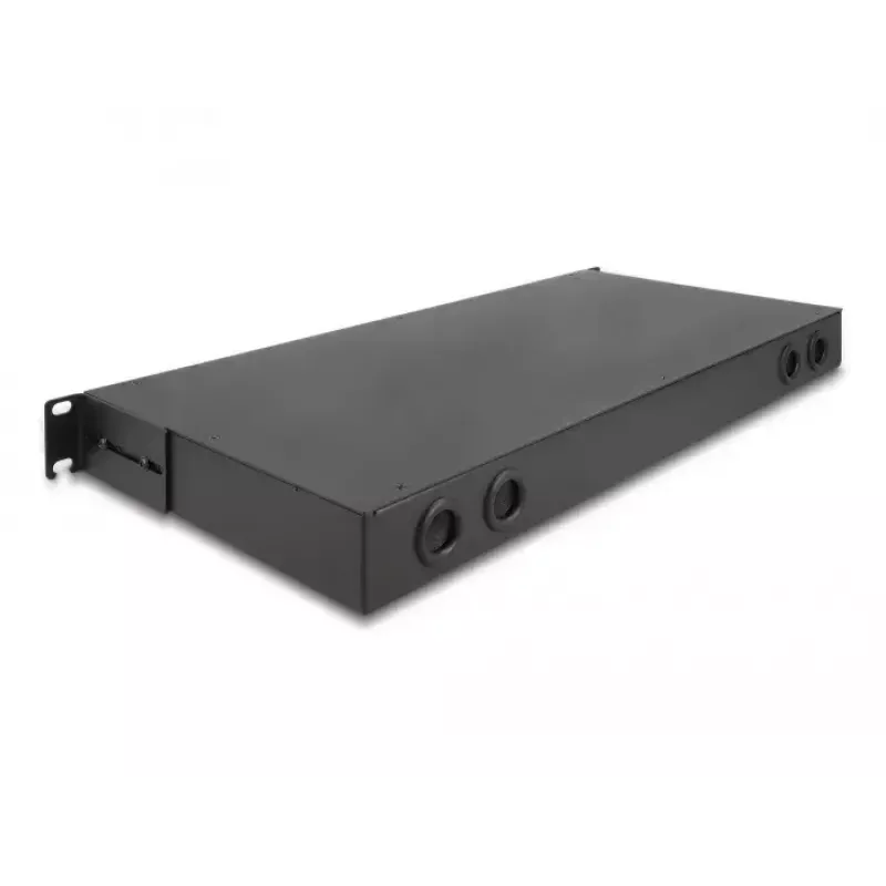 DeLOCK painel de ligação de fibra ótica HD 19 polegadas 1U preto montagem em rack de metal