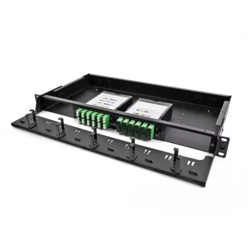 DeLOCK painel de ligação de fibra ótica HD 19 polegadas 1U preto montagem em rack de metal