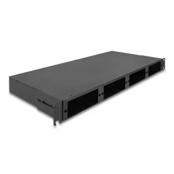 DeLOCK painel de ligação de fibra ótica HD 19 polegadas 1U preto montagem em rack de metal
