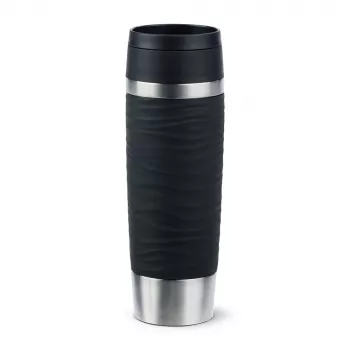 Caneca de viagem EMSA Travel Mug Waves Grande 500 ml preto, aço inoxidável