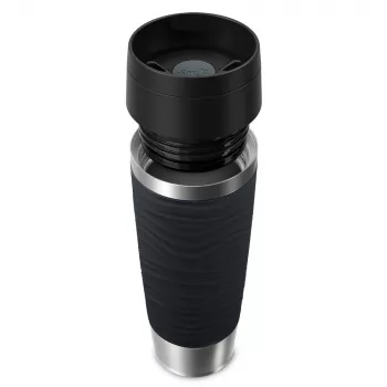 Caneca de viagem EMSA Travel Mug Waves Grande 500 ml preto, aço inoxidável