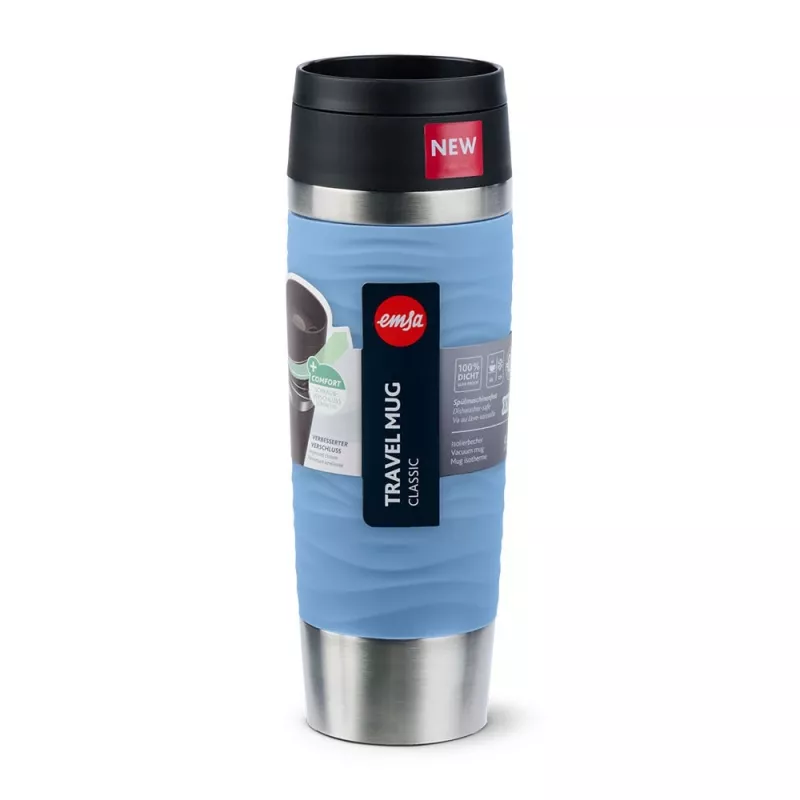Caneca de viagem EMSA Travel Mug Waves Grande 500 ml azul, aço inoxidável