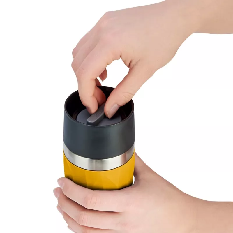 Caneca de viagem EMSA Travel Mug Compact 300 ml aço inoxidável, amarelo