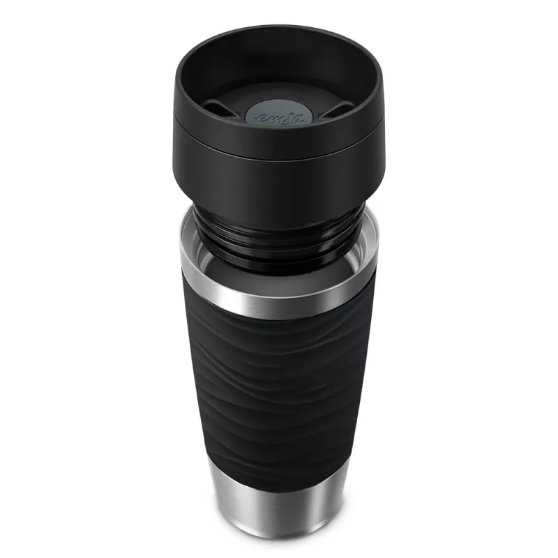 Caneca de viagem EMSA Travel Mug Waves 360 ml preto aço inoxidável