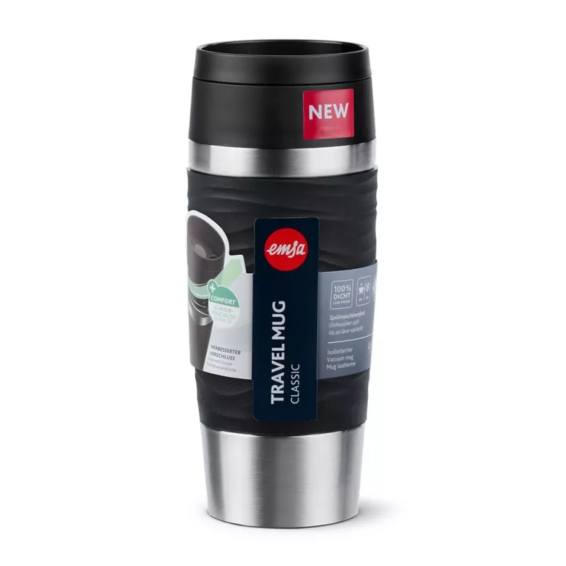 Caneca de viagem EMSA Travel Mug Waves 360 ml preto aço inoxidável