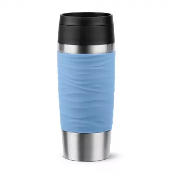 Caneca de viagem EMSA N20213 azul-claro, aço inoxidável, 0,36 L, isolamento a vácuo