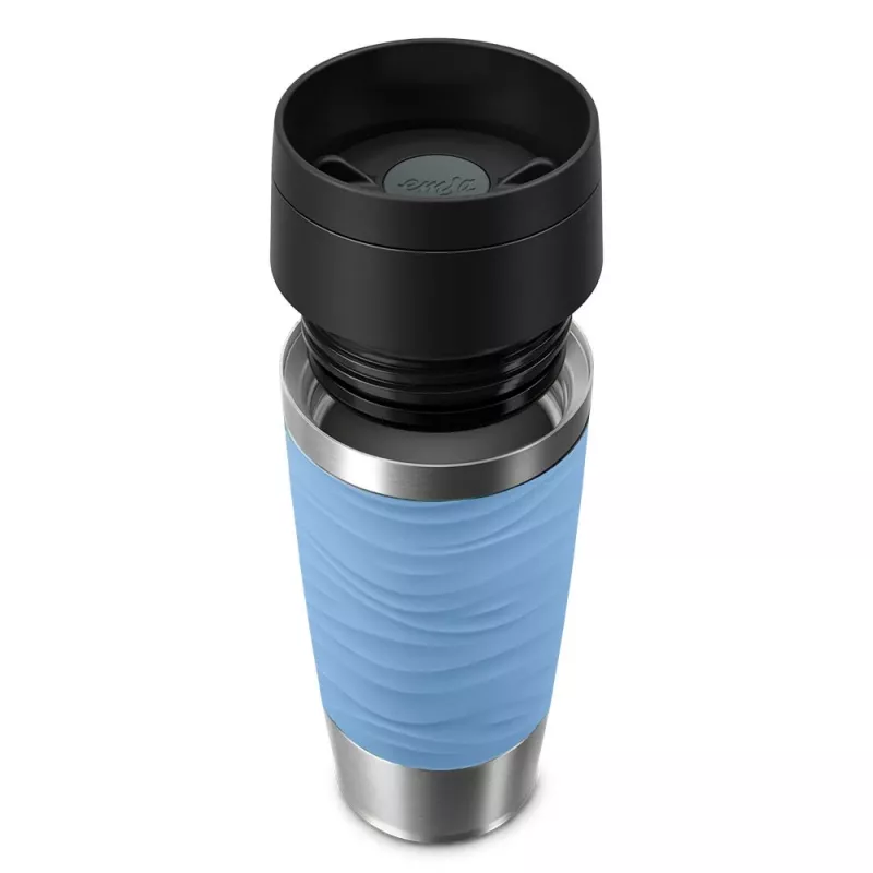 Caneca de viagem EMSA N20213 azul-claro, aço inoxidável, 0,36 L, isolamento a vácuo