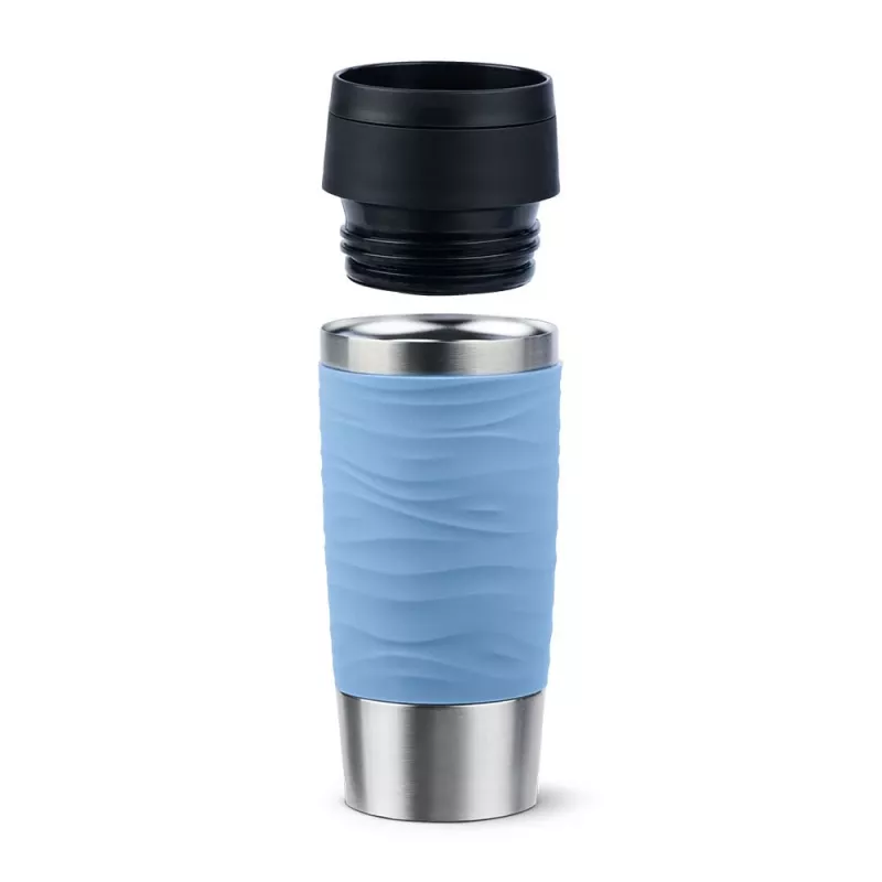 Caneca de viagem EMSA N20213 azul-claro, aço inoxidável, 0,36 L, isolamento a vácuo