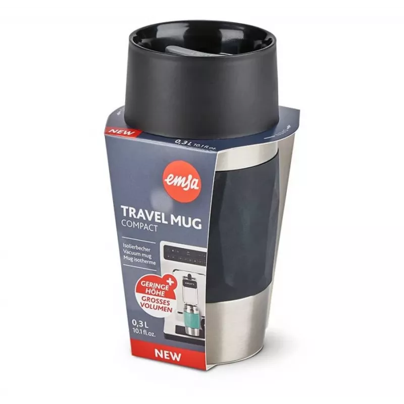 Caneca térmica EMSA N21601 0,3 l, preta, aço inoxidável