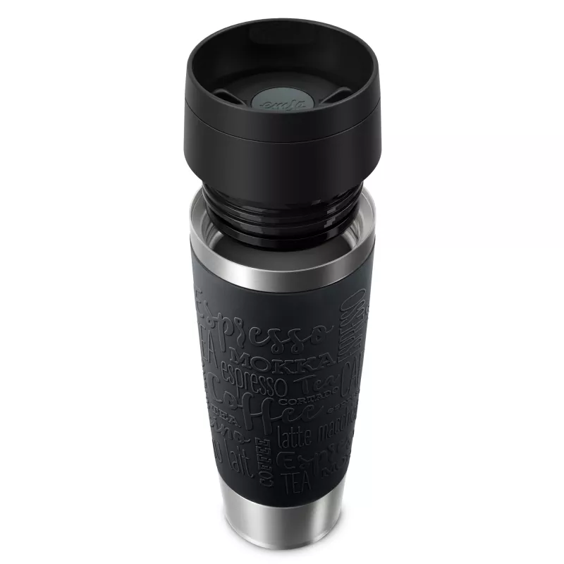 Caneca de viagem EMSA Travel Mug Classic N2022000 500 ml preto, aço inoxidável aço inoxidável