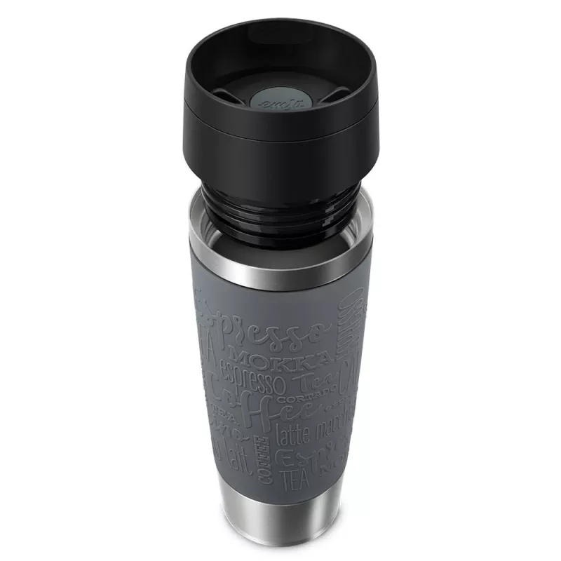 EMSA N2022300 Travel Mug Classic Grande caneca térmica, 500 ml, aço inoxidável/PP/silicone, tampa Quick Press, cinzenta