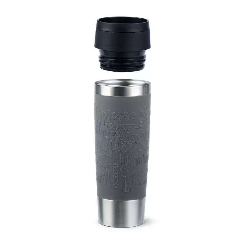 EMSA N2022300 Travel Mug Classic Grande caneca térmica, 500 ml, aço inoxidável/PP/silicone, tampa Quick Press, cinzenta
