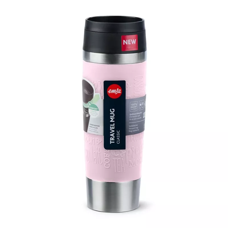 Caneca de viagem EMSA Travel Mug Classic Grande 500 ml rosa, aço inoxidável