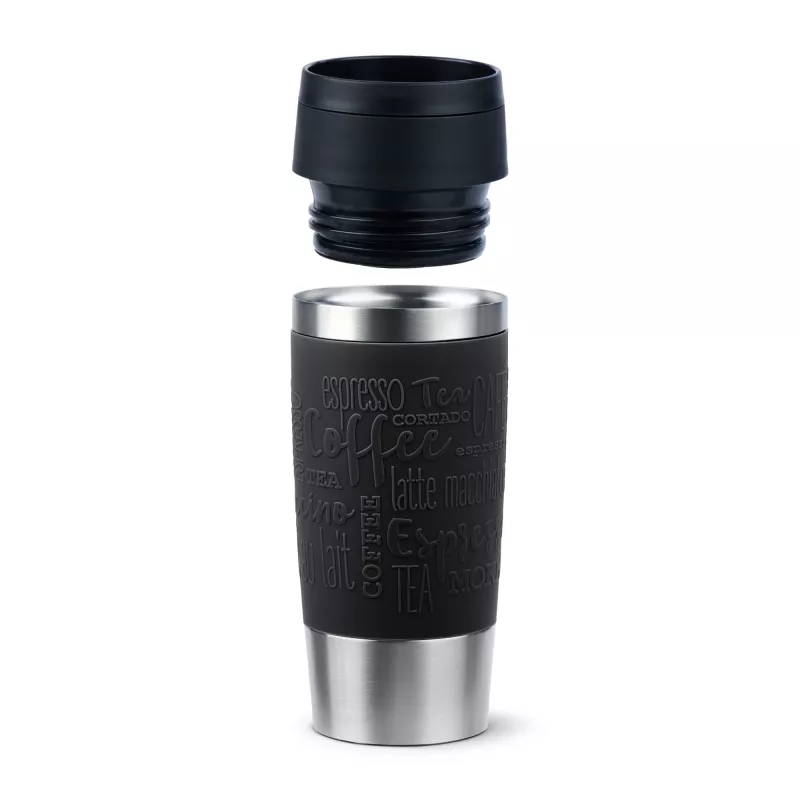 Caneca de viagem EMSA Travel Mug Classic N2020200 360 ml preto, aço inoxidável aço inoxidável