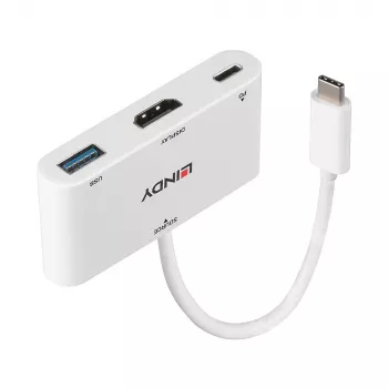 Conversor Lindy USB 3.2 Type-C para HDMI com porta USB Type-A e Power Delivery