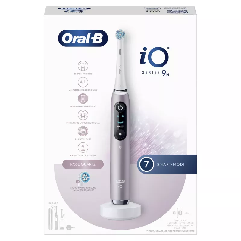 Escova de dentes rotativa-oscilante Oral-B iO Series 9n para adulto rosa