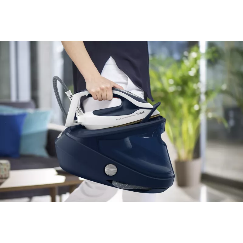 Tefal Pro Express Ultimate II GV9720 ferro com gerador de vapor, 3000 W, 1,2 l, base Durilium Airglide Autoclean Ultra Thin, azul/branco