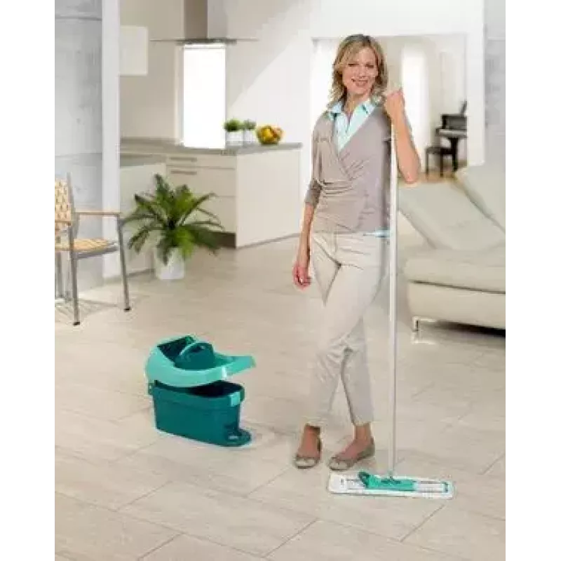 Balde com sistema de esfregona Leifheit 55076 — espremedor ergonómico, grande capacidade, verde
