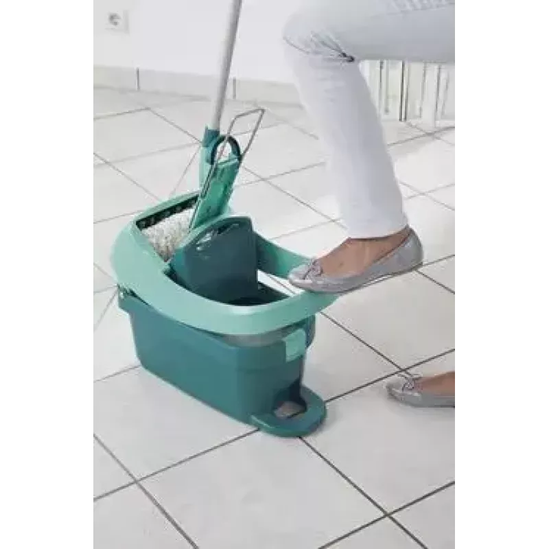 Balde com sistema de esfregona Leifheit 55076 — espremedor ergonómico, grande capacidade, verde