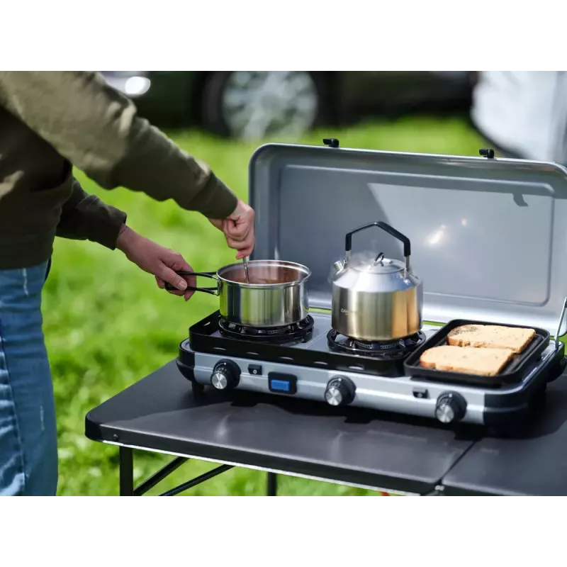 Fogão a combustível líquido Campingaz 2 MULTI COOK, 2 zonas de cozedura, regulação manual