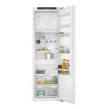 Combinado de frigorífico e congelador encastrado Siemens iQ300 KI82LVFE0 — 280 L total, 246 L frigorífico, 34 L congelador em cima, branco, abertura à direita