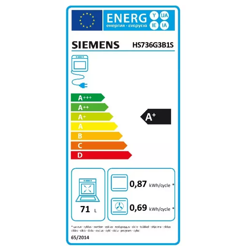 Siemens HS736G3B1 forno 71 L preto, aço inoxidável