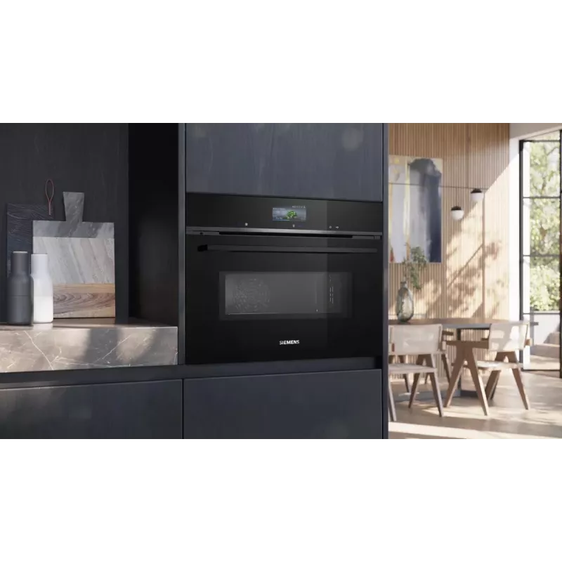 Siemens iQ700 CM776GKB1 Forno 45 L 900 W Preto, Aço inoxidável