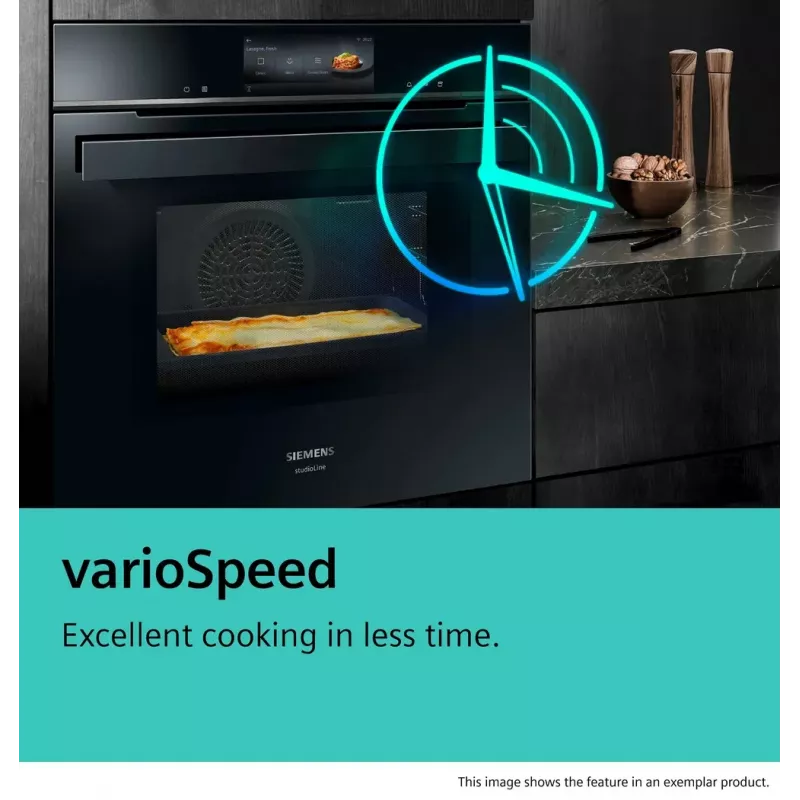 Siemens iQ700 CM776GKB1 Forno 45 L 900 W Preto, Aço inoxidável