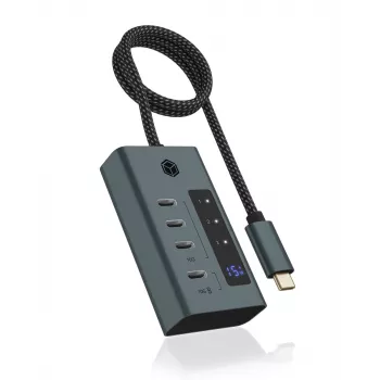 ICY BOX IB-HUB1454-C31 USB 3.2 Gen 1 (3.1 Gen 1) Type-C 10000 Mbit/s azul, cinzento