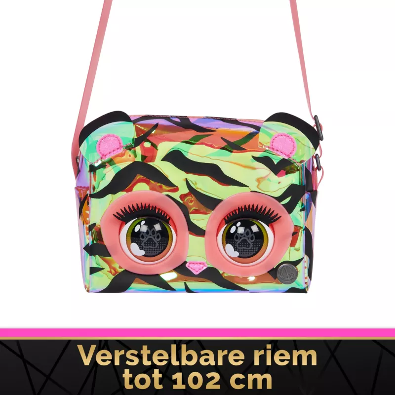 Purse Pets, Purrisma Brinquedo interativo tigre de estimação e mala de ombro, mais de 30 sons e reações, brinquedo para meninas e tweens