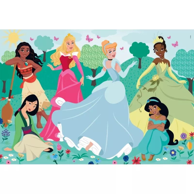 Puzzle Clementoni Supercolor Disney Princess – 104 peças, largura 485 mm, idade 4–6