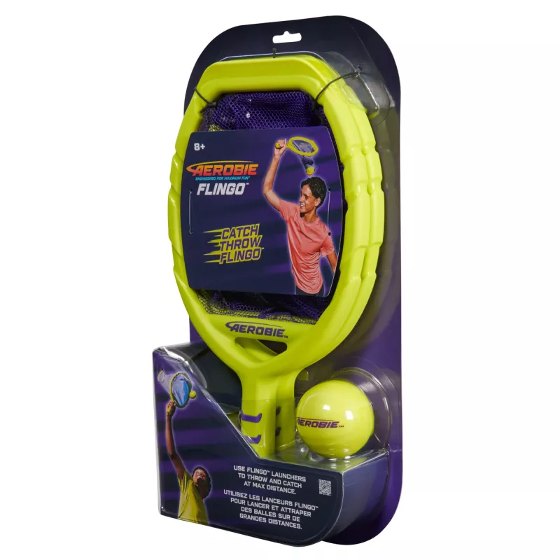Aerobie Flingo Jogo de apanhar e lançar ao ar livre para crianças e adultos, conjunto de bola de lançar e apanhar para jogos de verão, jardim, campismo e praia para crianças a partir de 8 anos