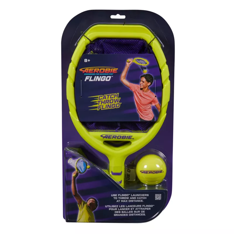 Aerobie Flingo Jogo de apanhar e lançar ao ar livre para crianças e adultos, conjunto de bola de lançar e apanhar para jogos de verão, jardim, campismo e praia para crianças a partir de 8 anos