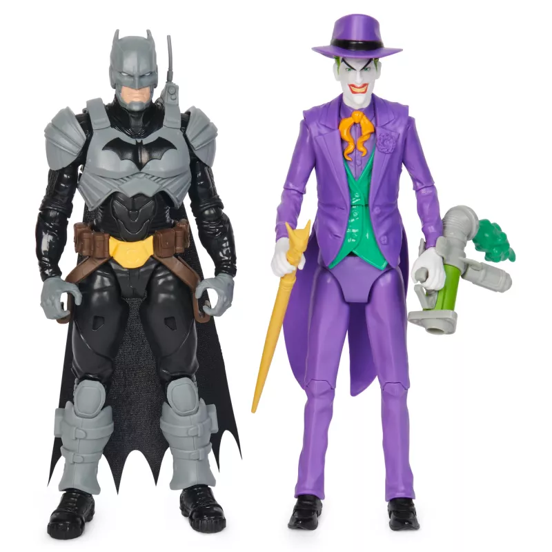 DC Comics, Batman Adventures, conjunto de figuras de ação Batman vs The Joker, 2 figuras, 12 acessórios de armadura, brinquedo de super-herói de 30,5 cm para rapazes e raparigas