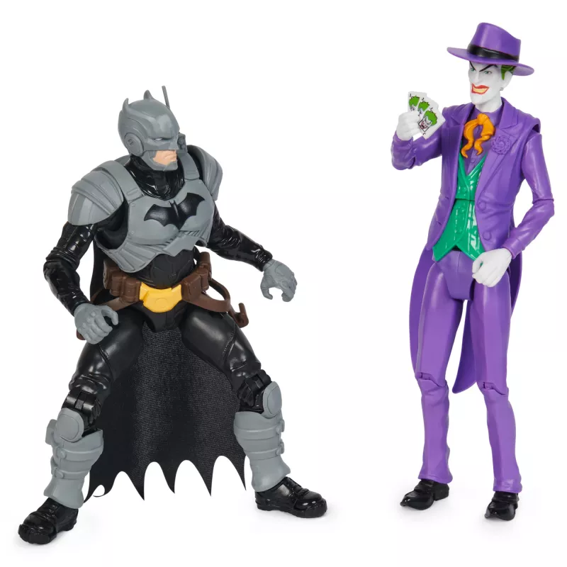 DC Comics, Batman Adventures, conjunto de figuras de ação Batman vs The Joker, 2 figuras, 12 acessórios de armadura, brinquedo de super-herói de 30,5 cm para rapazes e raparigas