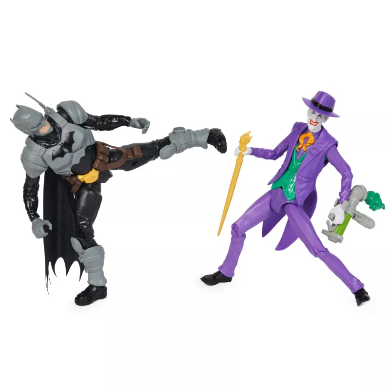 DC Comics, Batman Adventures, conjunto de figuras de ação Batman vs The Joker, 2 figuras, 12 acessórios de armadura, brinquedo de super-herói de 30,5 cm para rapazes e raparigas
