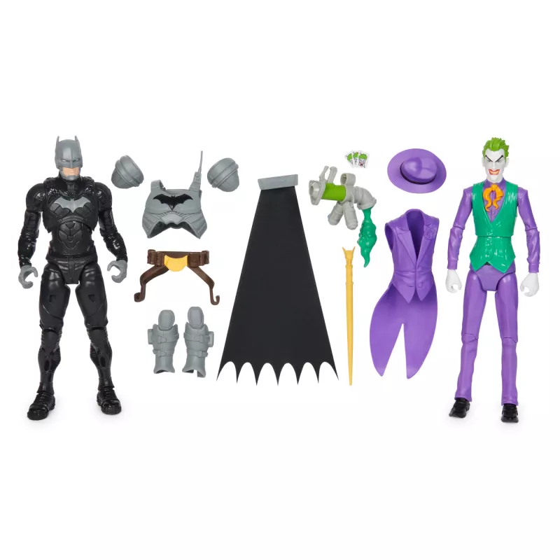 DC Comics, Batman Adventures, conjunto de figuras de ação Batman vs The Joker, 2 figuras, 12 acessórios de armadura, brinquedo de super-herói de 30,5 cm para rapazes e raparigas