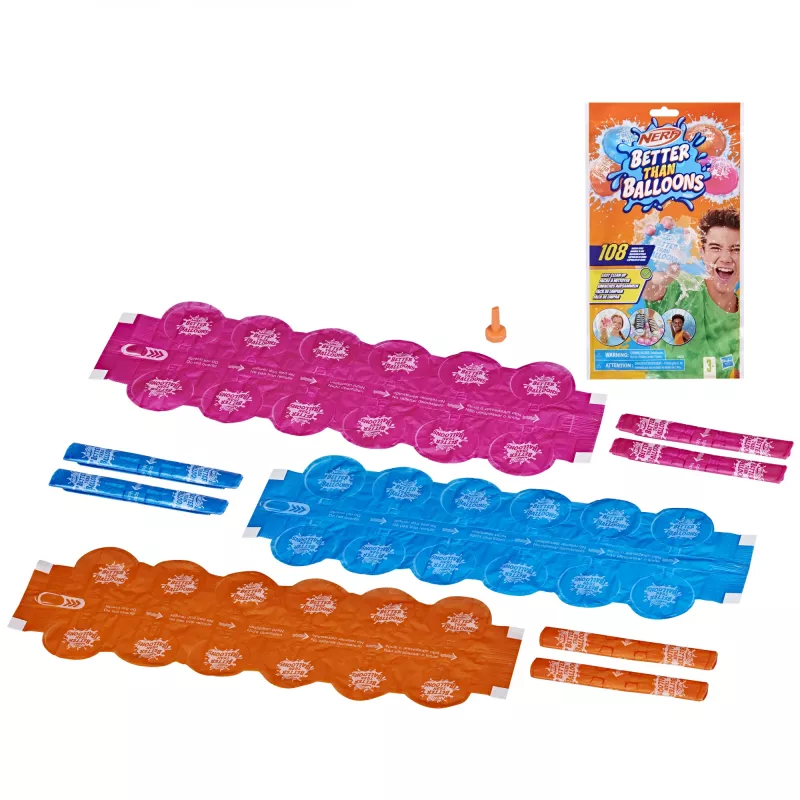 Nerf Super Soaker Better Than Balloons brinquedo de água, limpeza fácil numa só peça, 108 pods, muitas formas de jogar, diversão aquática no jardim, presentes para crianças, idade 3+