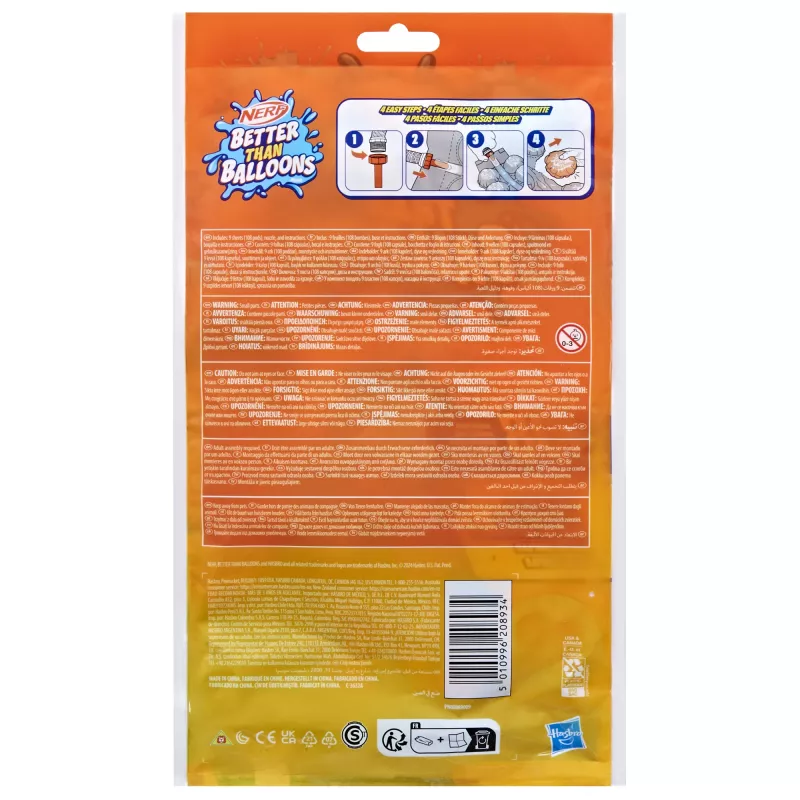 Nerf Super Soaker Better Than Balloons brinquedo de água, limpeza fácil numa só peça, 108 pods, muitas formas de jogar, diversão aquática no jardim, presentes para crianças, idade 3+