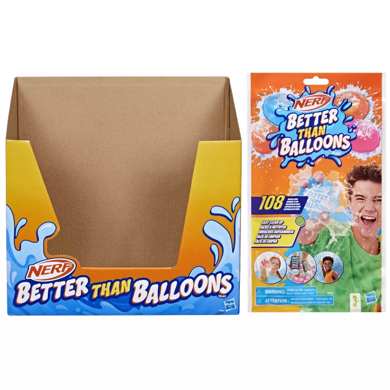 Nerf Super Soaker Better Than Balloons brinquedo de água, limpeza fácil numa só peça, 108 pods, muitas formas de jogar, diversão aquática no jardim, presentes para crianças, idade 3+