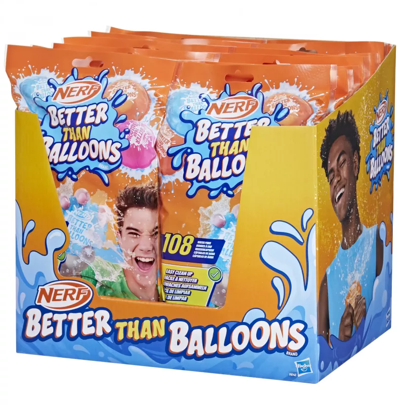 Nerf Super Soaker Better Than Balloons brinquedo de água, limpeza fácil numa só peça, 108 pods, muitas formas de jogar, diversão aquática no jardim, presentes para crianças, idade 3+