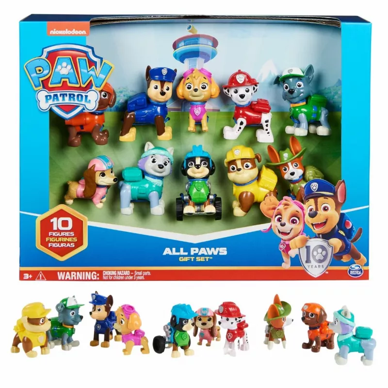 PAW Patrol, 10.º aniversário, All Paws On Deck conjunto de presente com 10 figuras de ação colecionáveis, brinquedo para crianças a partir dos 3 anos