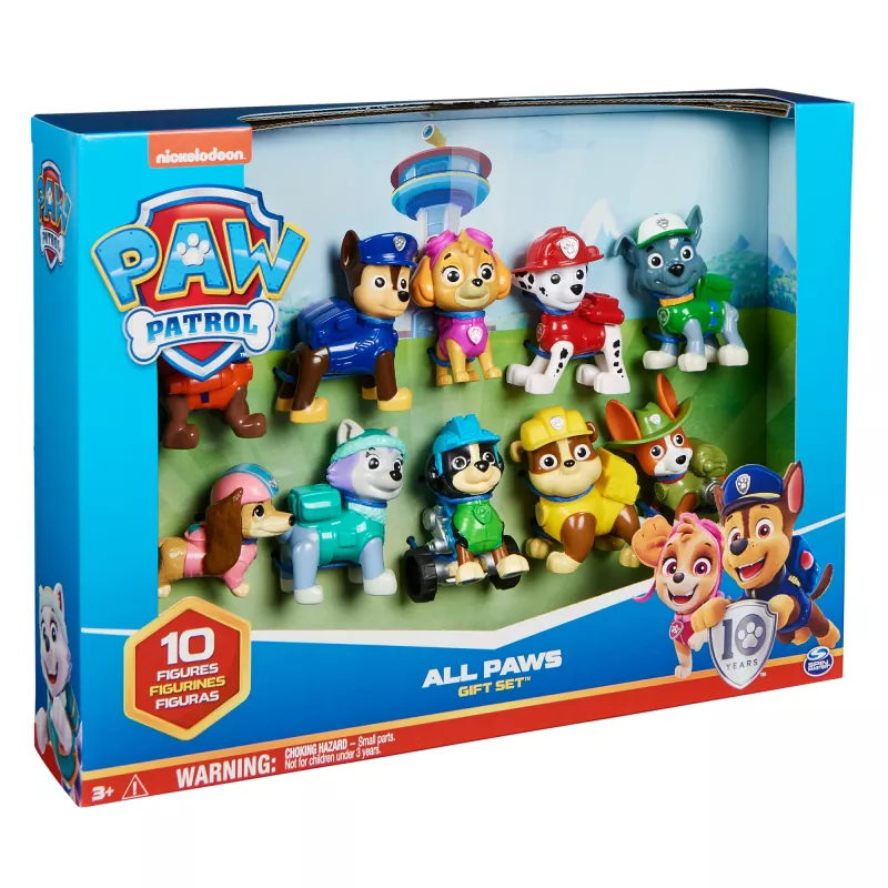 PAW Patrol, 10.º aniversário, All Paws On Deck conjunto de presente com 10 figuras de ação colecionáveis, brinquedo para crianças a partir dos 3 anos