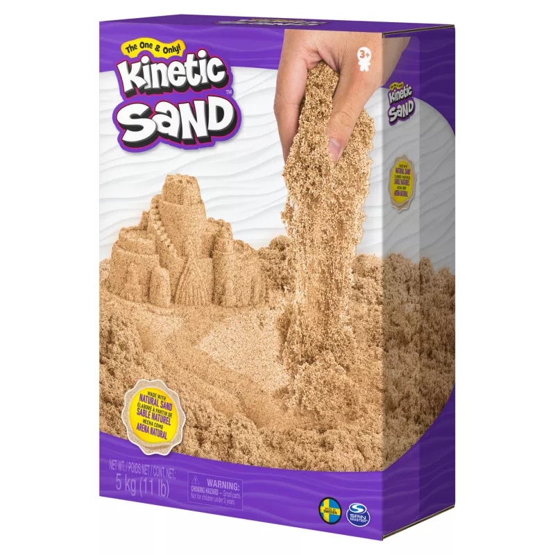 Kinetic Sand, 11 libras (5 kg) areia de brincar castanha natural para artes e trabalhos manuais, caixa de areia, Amazon Exclusivo (a embalagem pode variar), brinquedos sensoriais moldáveis para crianças a partir dos 3 anos