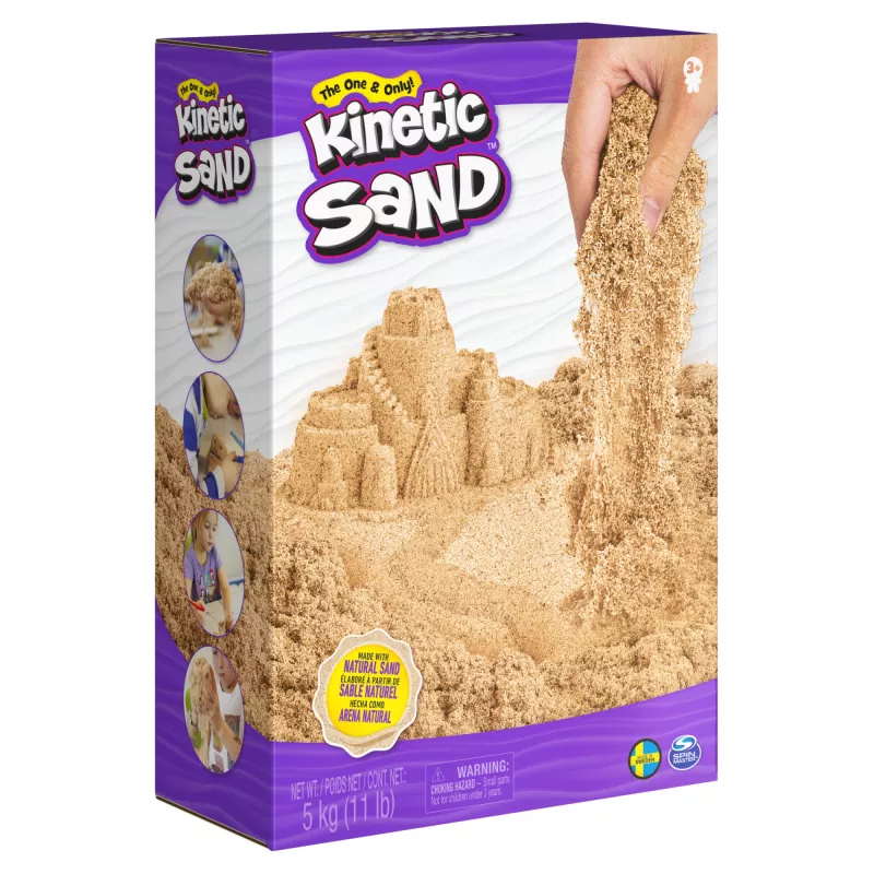 Kinetic Sand, 11 libras (5 kg) areia de brincar castanha natural para artes e trabalhos manuais, caixa de areia, Amazon Exclusivo (a embalagem pode variar), brinquedos sensoriais moldáveis para crianças a partir dos 3 anos