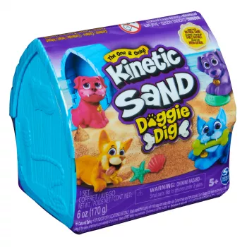 Conjunto Kinetic Sand Doggie Dig para crianças Spinmaster com molde, multicolor, a partir dos 5 anos