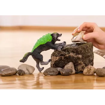 Figura Schleich ELDRADOR CREATURES lobo de granito modelo 70153, idade 7+, verde/cinzento