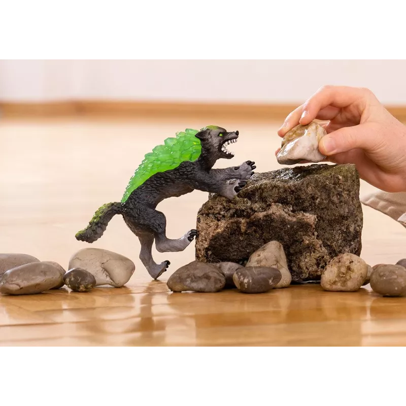Figura Schleich ELDRADOR CREATURES lobo de granito modelo 70153, idade 7+, verde/cinzento