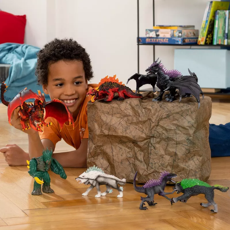 Figura Schleich ELDRADOR CREATURES lobo de granito modelo 70153, idade 7+, verde/cinzento
