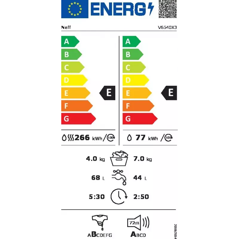 Máquina de lavar e secar Neff V6540X3 de encastrar carregamento frontal branco